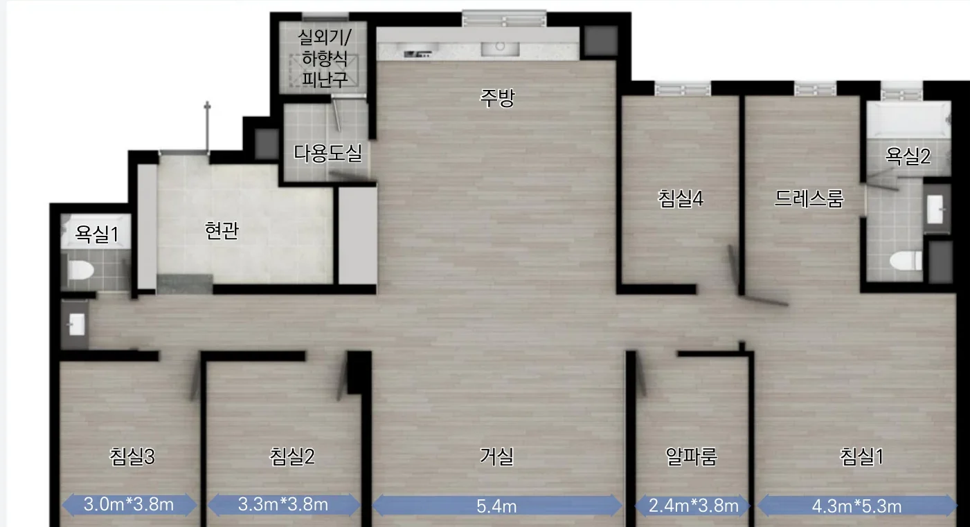8BL 135㎡ 확장 기본형 평면도